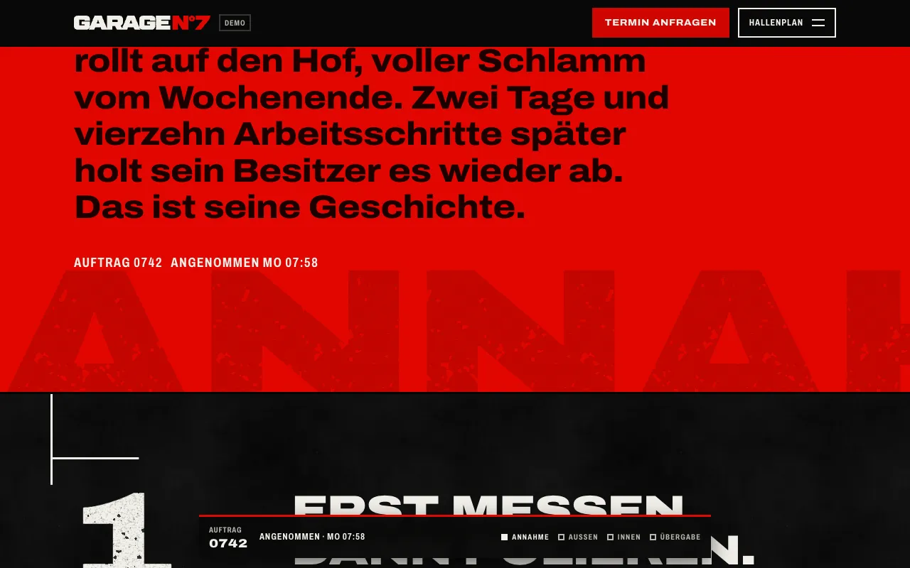 Abschnitt der Website