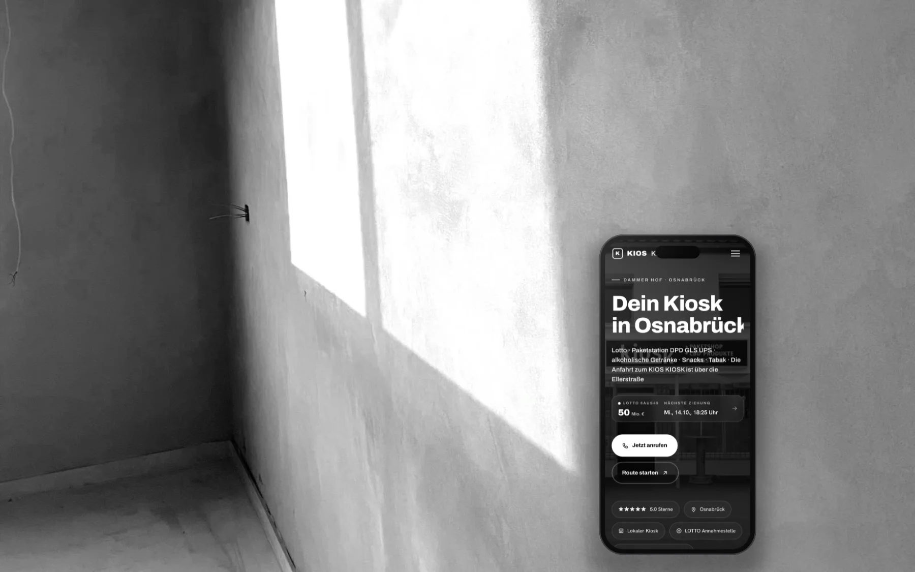 Website von KIOS KIOSK auf dem Smartphone