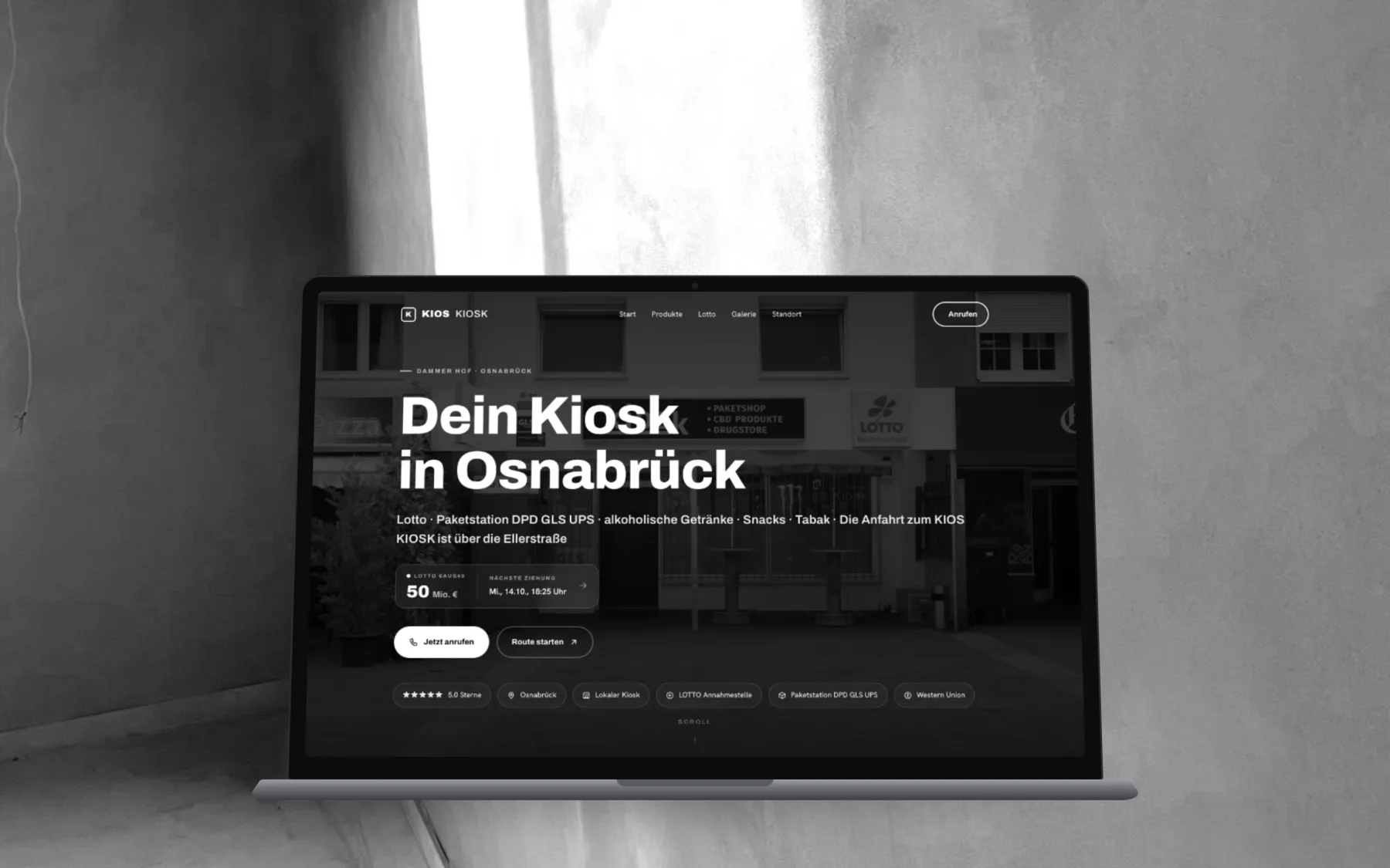Website von KIOS KIOSK auf dem Laptop
