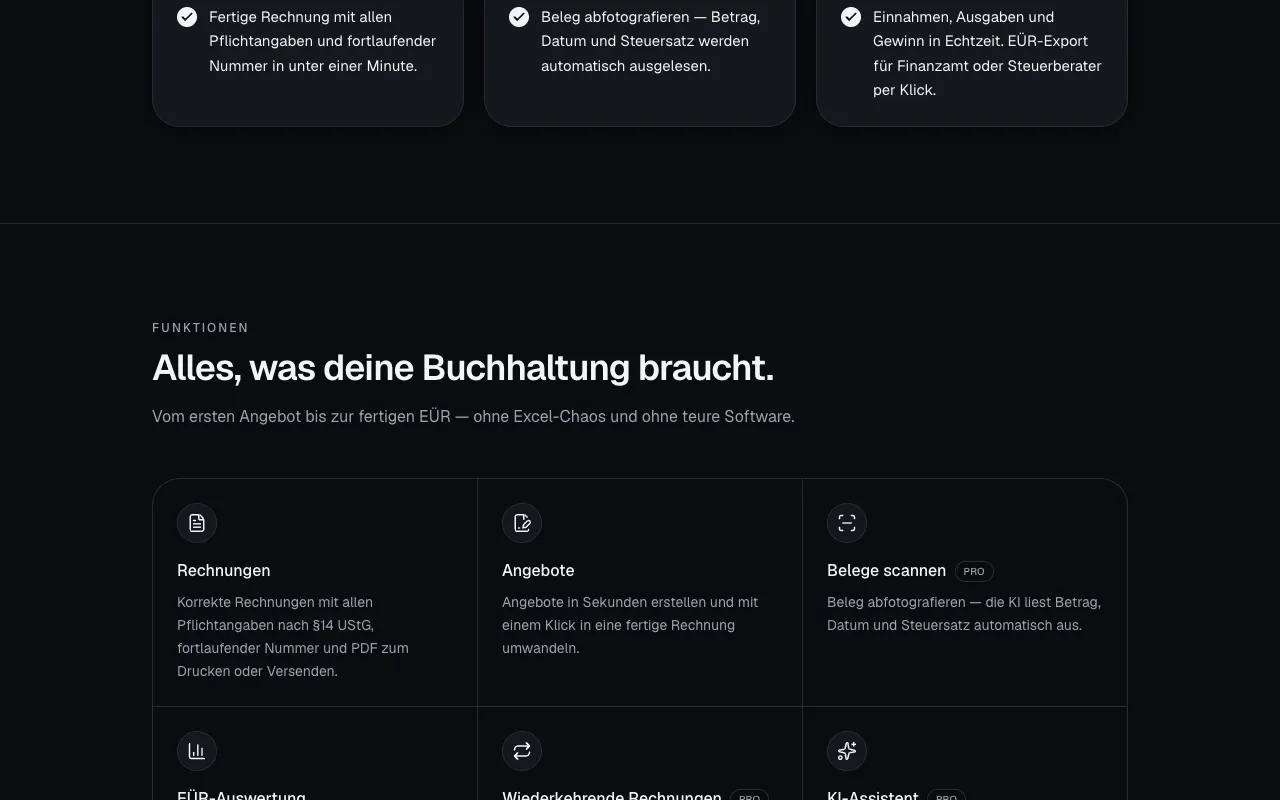 Abschnitt der Website