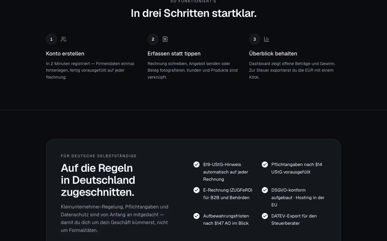 Abschnitt der Website von KJC Buchhaltung