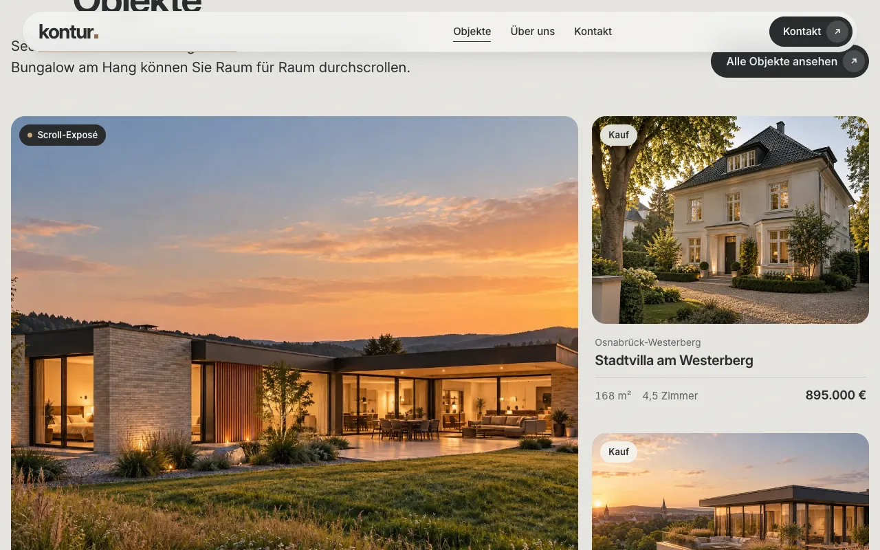 Abschnitt der Website