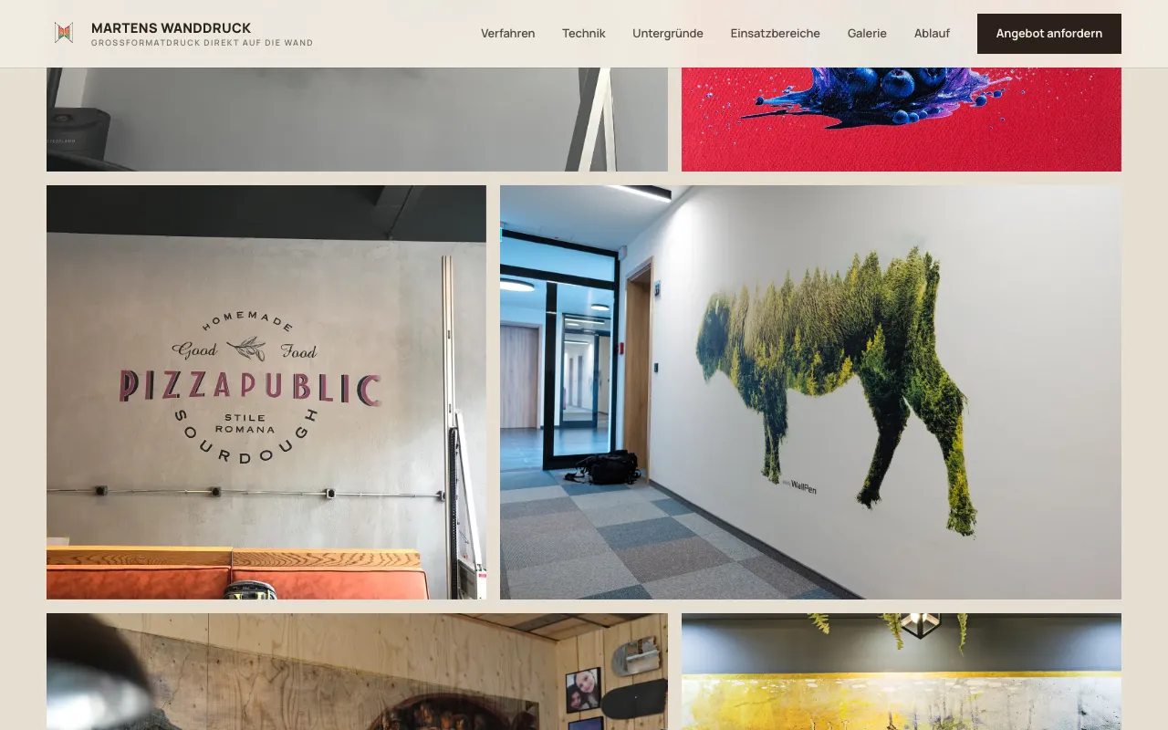 Abschnitt der Website von Martens Wanddruck