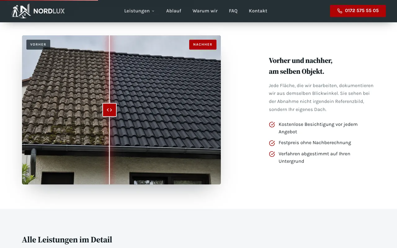 Abschnitt der Website